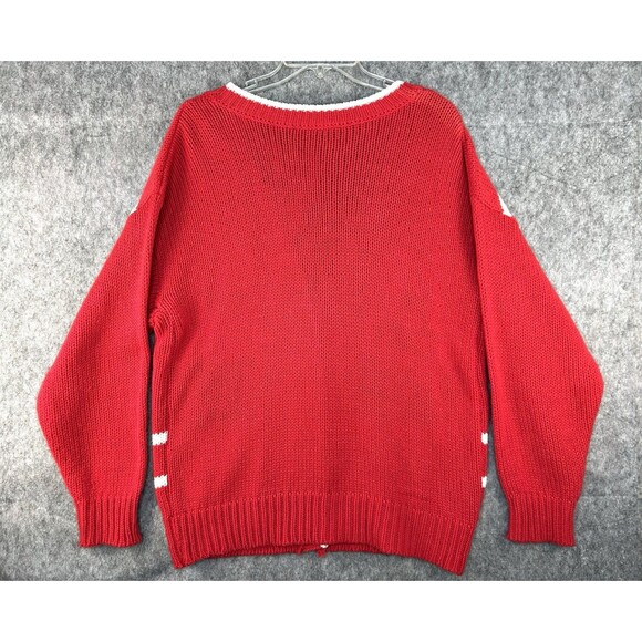 VTG Cheval Women’s Red Granny Cardigan Bunny Rabbit Grandma Easter Sweater Sz M - Picture 5 of 9